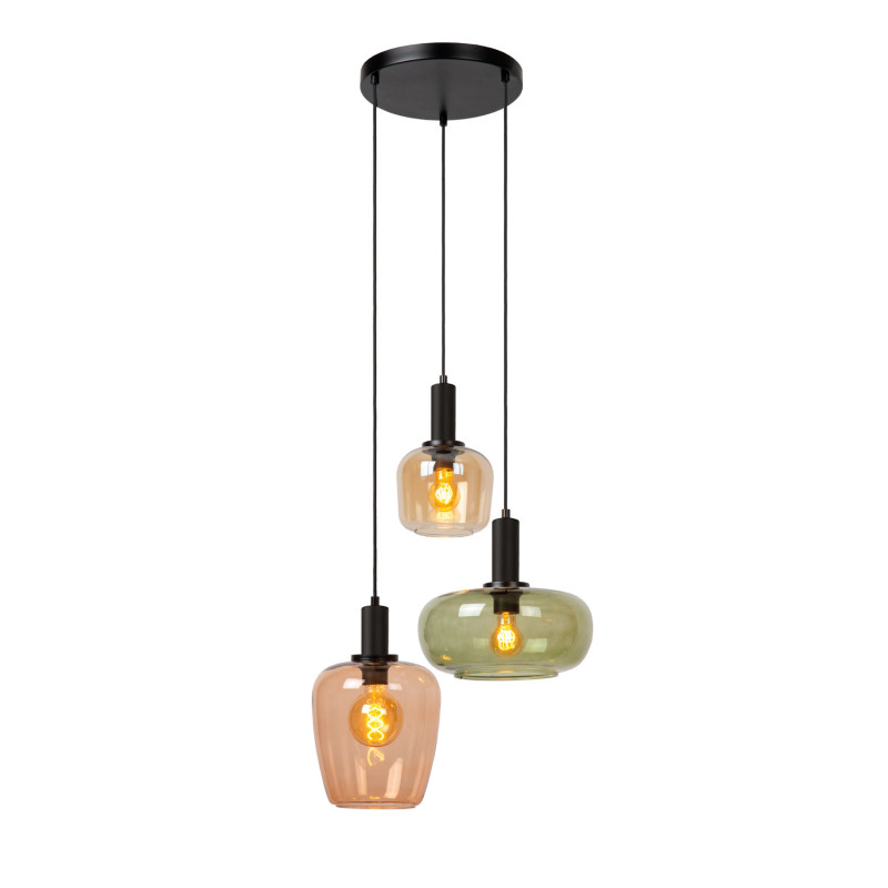 Suspension Ilona ambre et verte Ø 51 cm E27 3 x 40 W LUCIDE