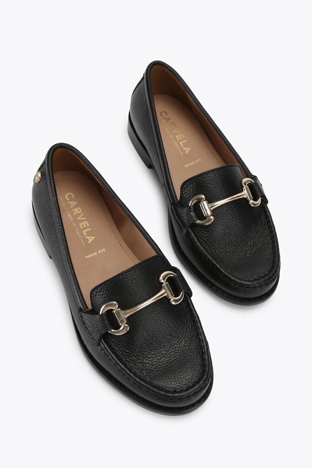 Carvela Snap Wide Fit' Leather Flats