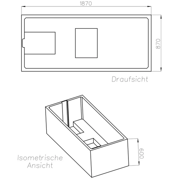 Wannenträger »Atlanta«, BxHxL: 87 x 60 x 187 cm, weiß