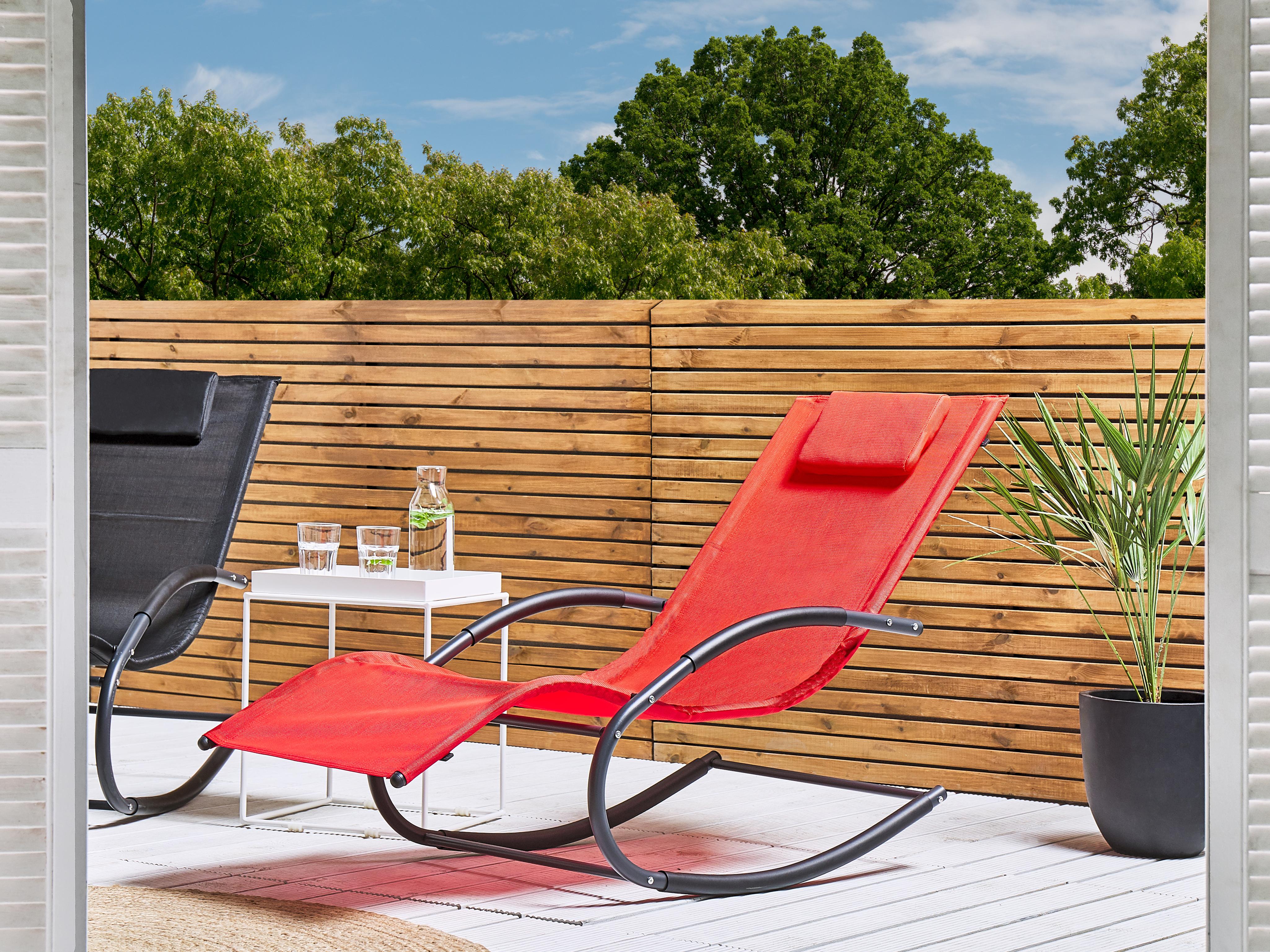 Rocking Sun Lounger CARANO II Metal Red