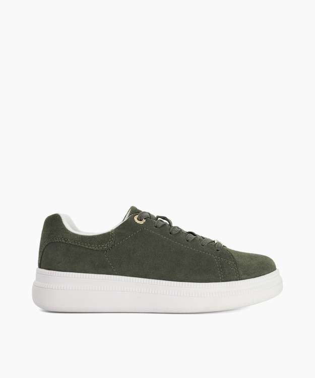 Electron Green - Suede Flatform Trainers
