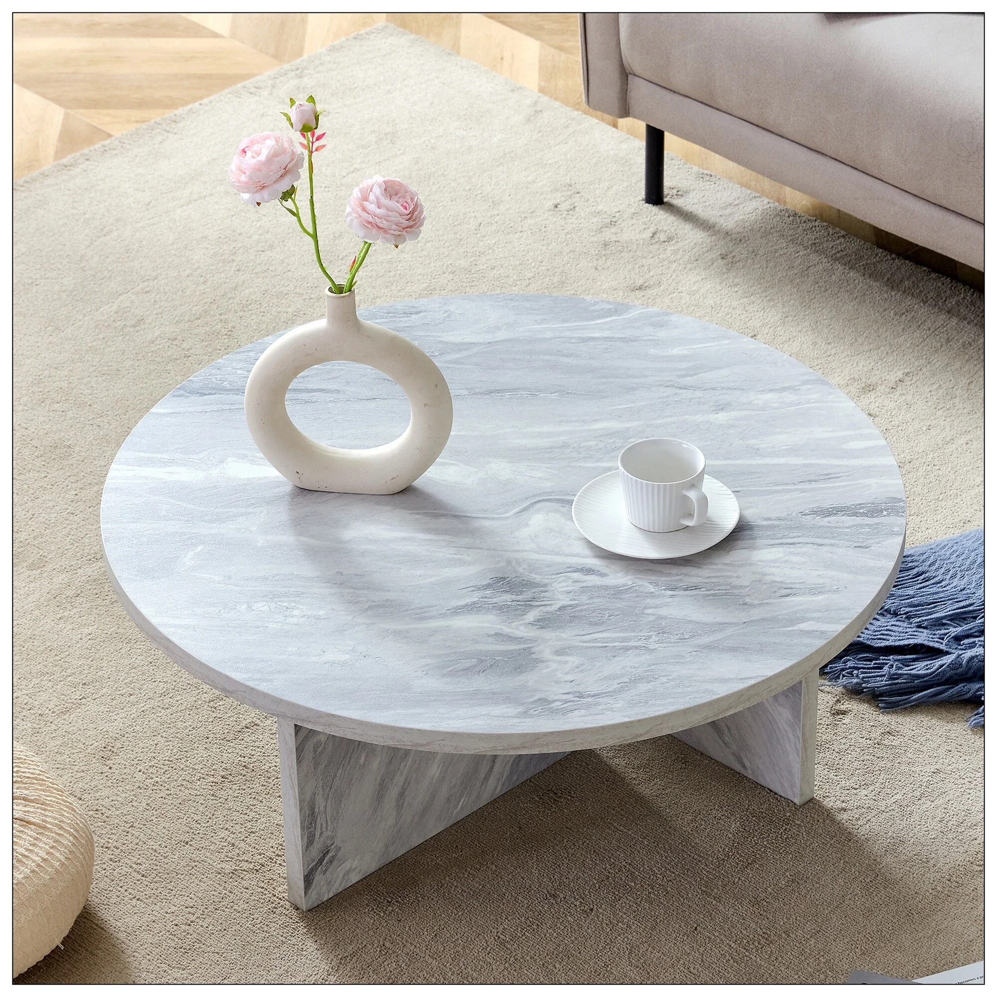 A Multi-style Decor Friendly MDF White Round Coffee Table