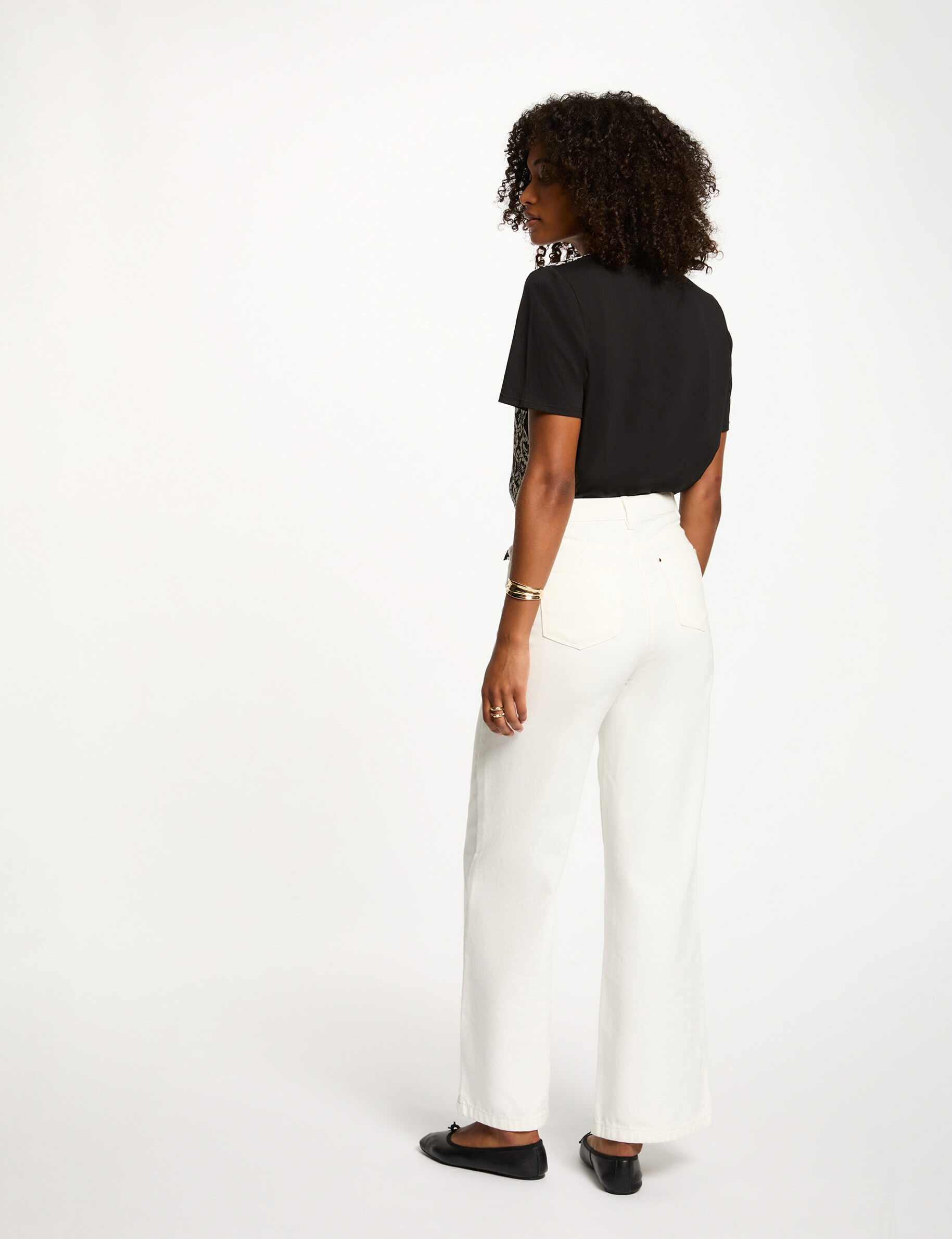 Cropped Printed T-Shirt White Women