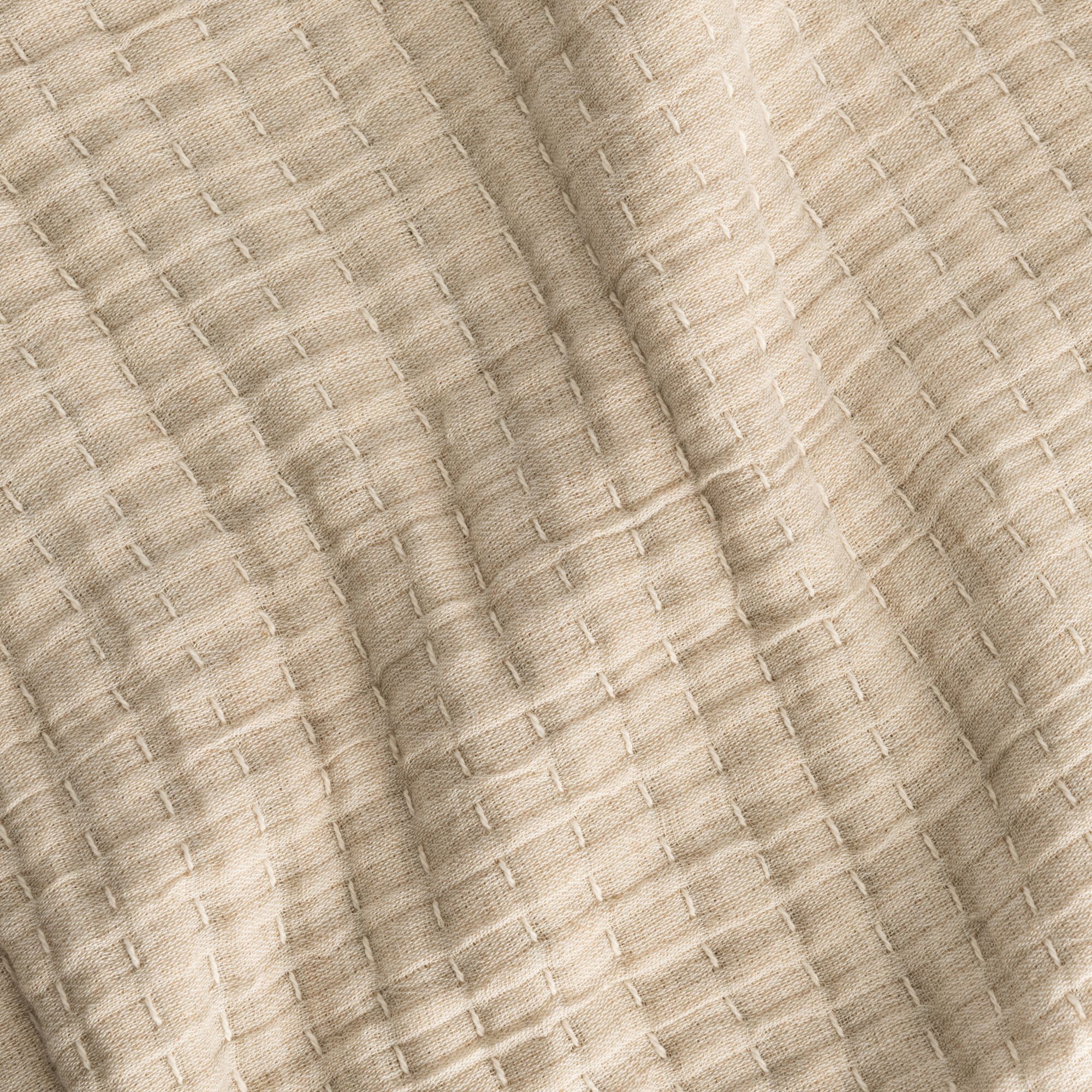 KHANTA - Couvre-lit en coton frangé 230x250cm - beige