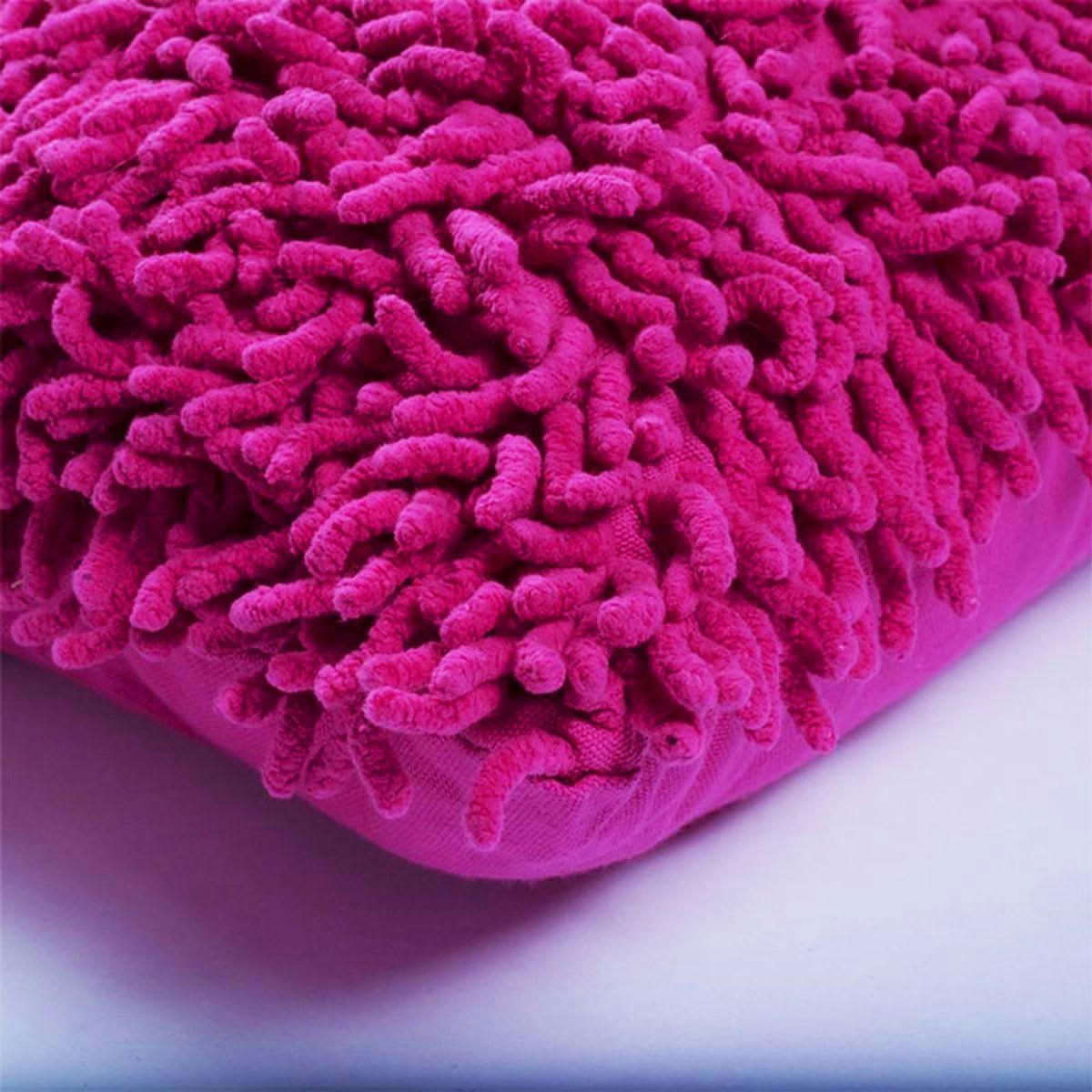 SHAGGY - Coussin en coton seventies framboise 40x40