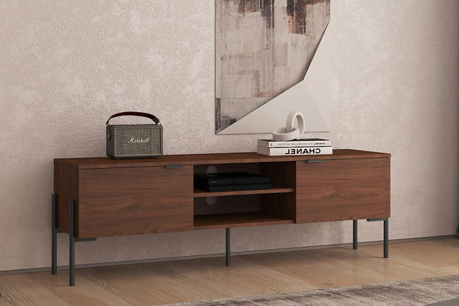 VANCOUVER - Meuble TV vintage avec 2 portes