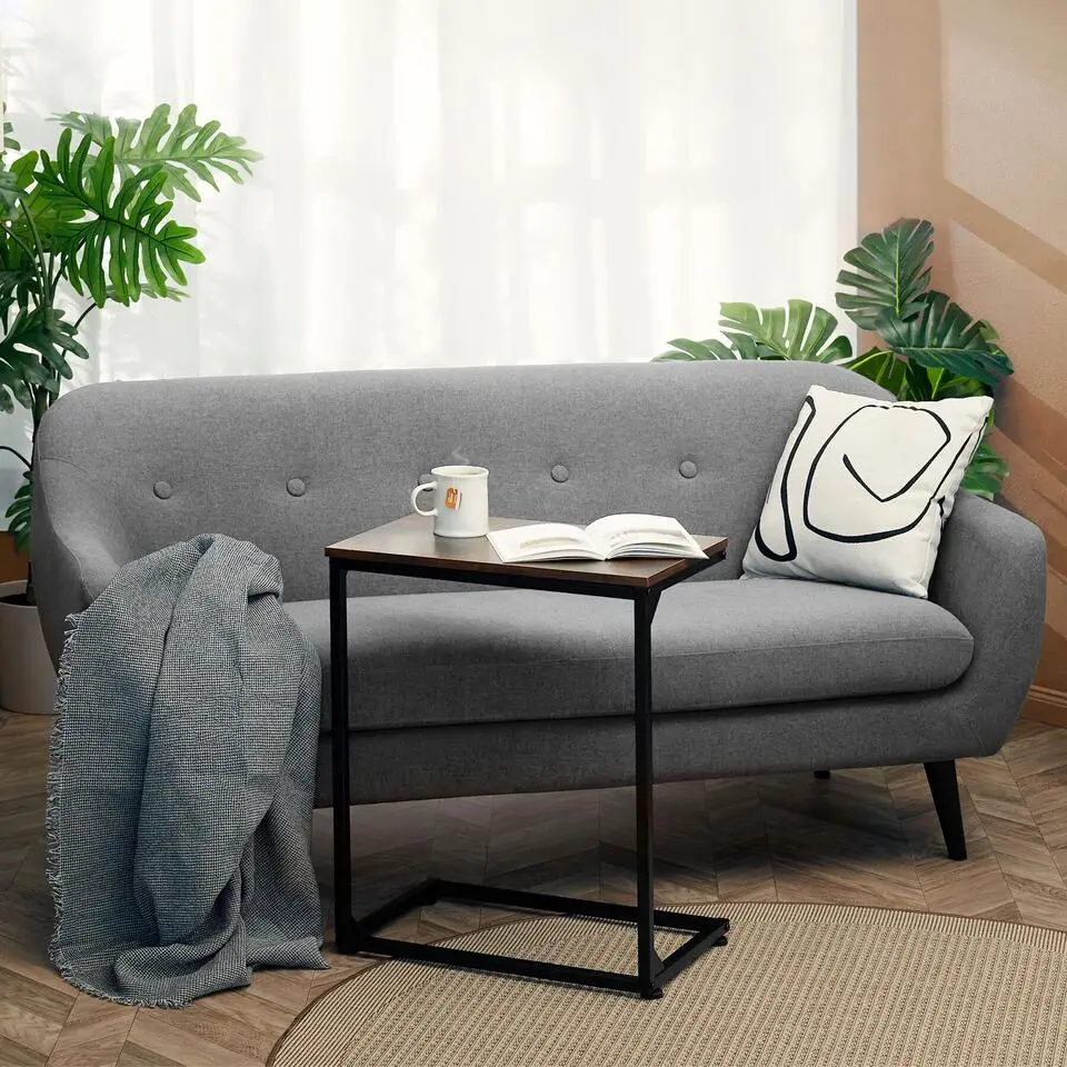 tectake Bijzettafel Cardiff 55,5x35x67cm, Industrieel Hout Donker, Rustiek