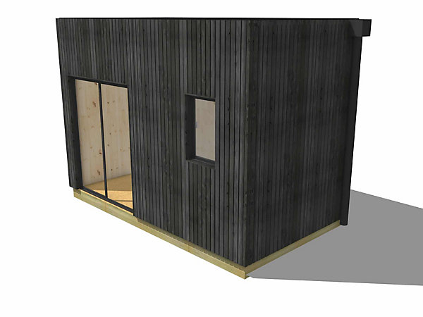 Bureau de jardin 4 saisons en bois 4,4 x 2,4 x 3,2 m / isolation RE2020 avec plancher isolé / menuiseries alu k-line