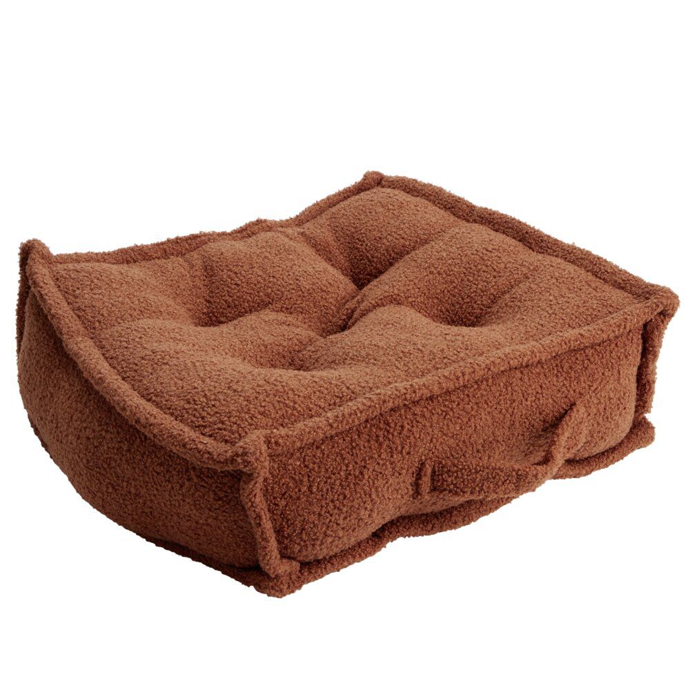 Coussin de sol carré bouclette terracotta 45x45cm