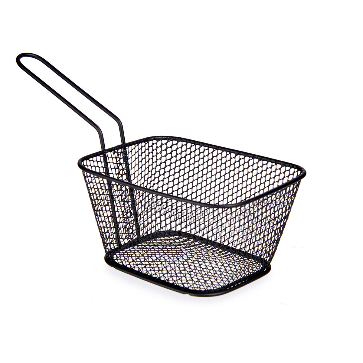Cesto preto para servir em metal com pega
