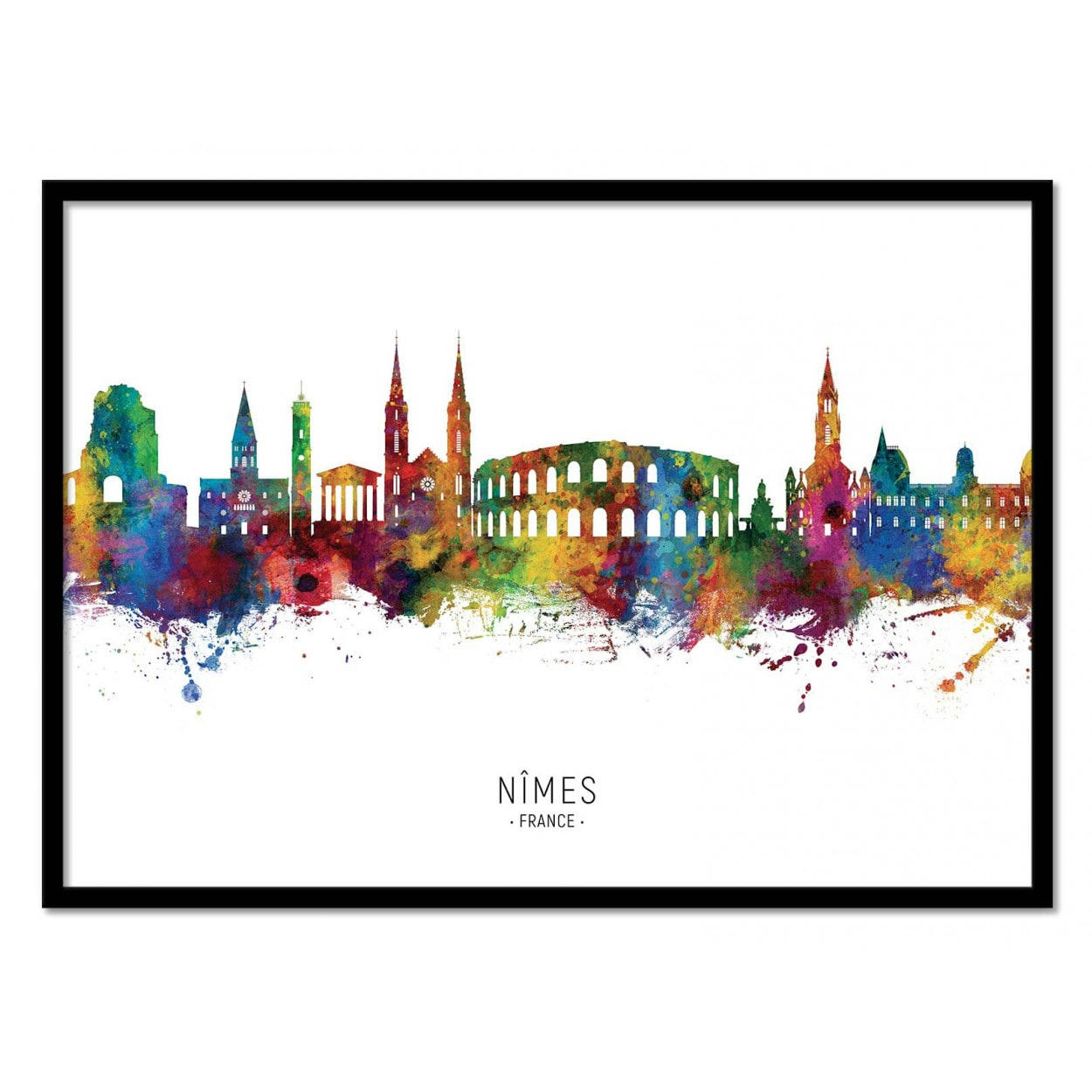MICHAEL TOMPSETT - NÎMES FRANCE SKYLINE -  Affiche d'art 30 x 40 cm