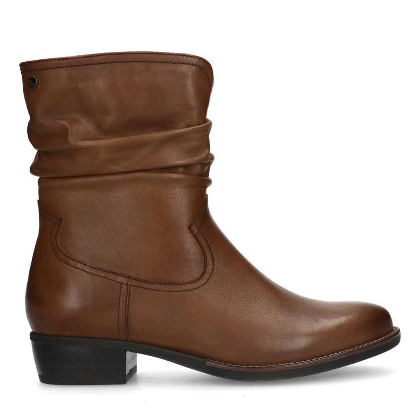 No Stress Cognac leren enkellaarsjes