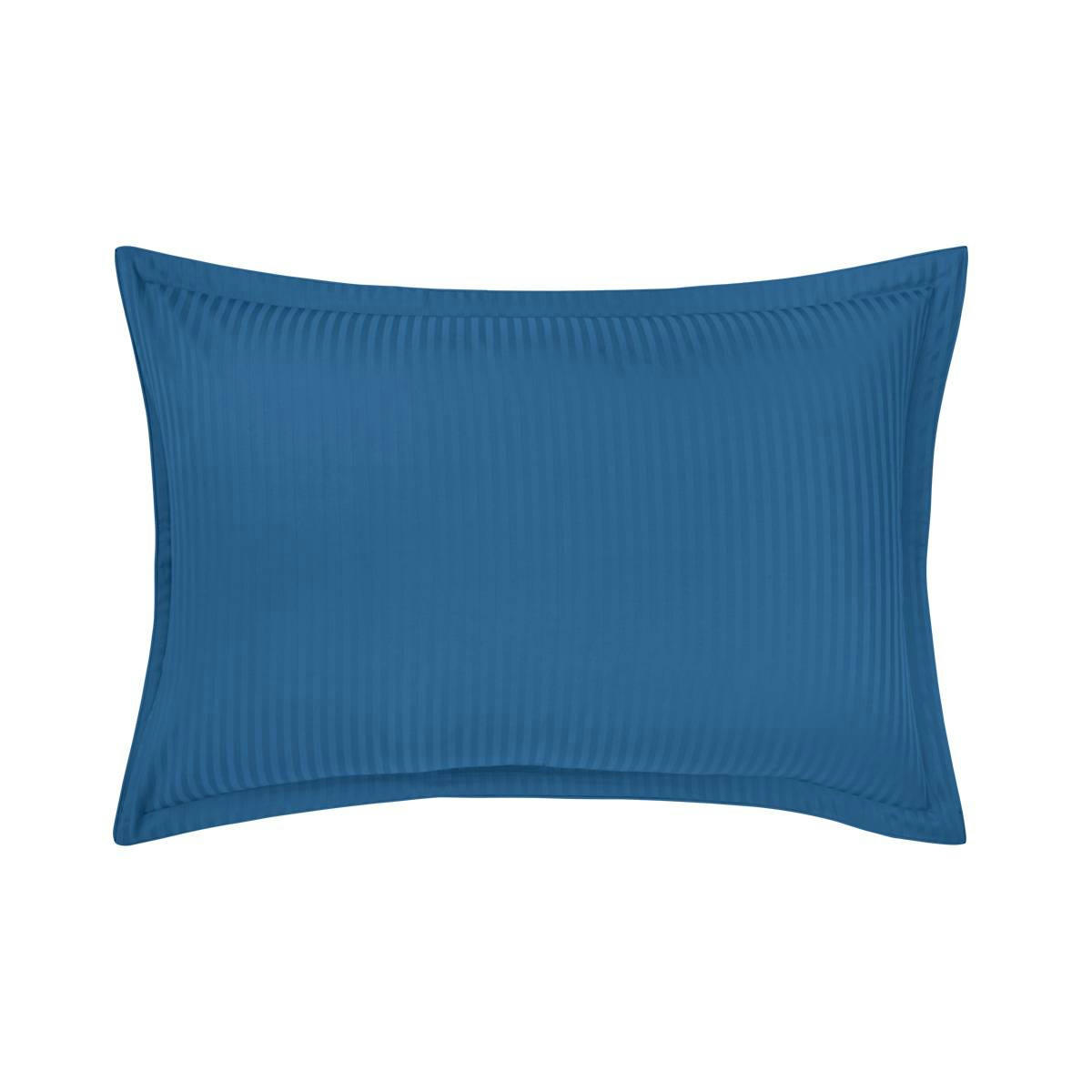 BAPTISTE - Taie d'oreiller en satin de coton bleu 50 x 75 cm