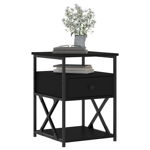 NNEVL Bedside Cabinets 2 pcs Black 40x42x55 cm Engineered Wood