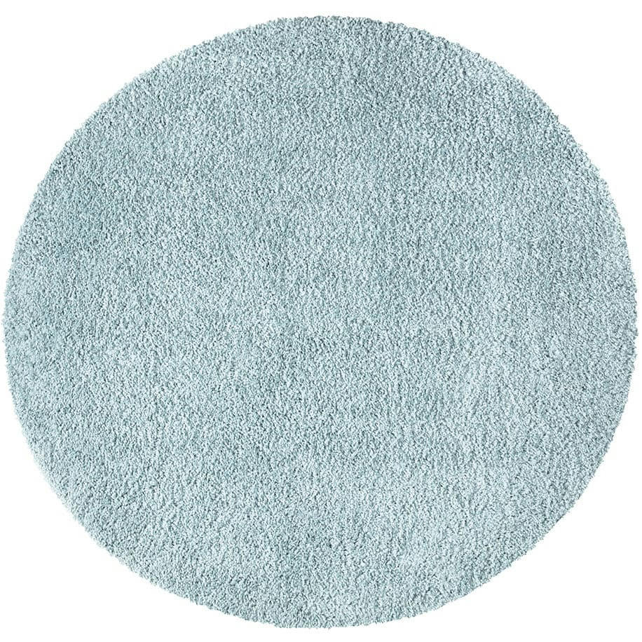SOFTY - Tapis à poils longs rond SOFTY bleu azur 160x160cm