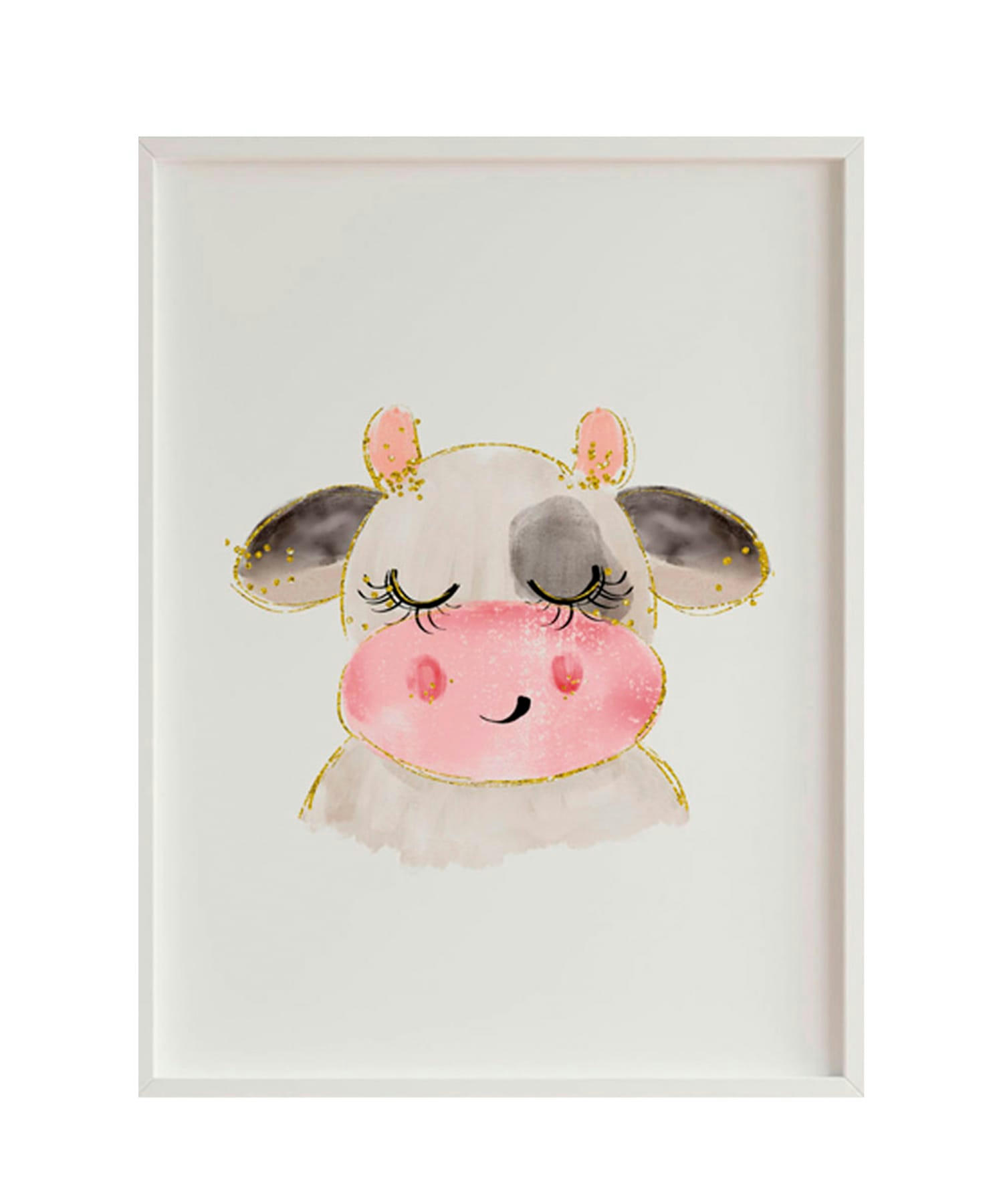 DECOWALL - Impression de vache encadrée en bois blanc 43X33 cm