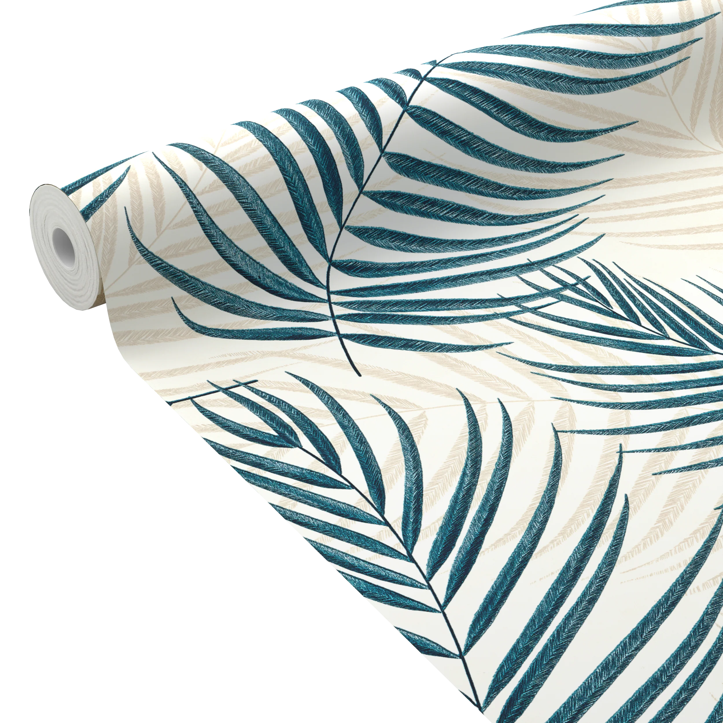 Papier peint intissé BERTILLE coloris bleu paon
