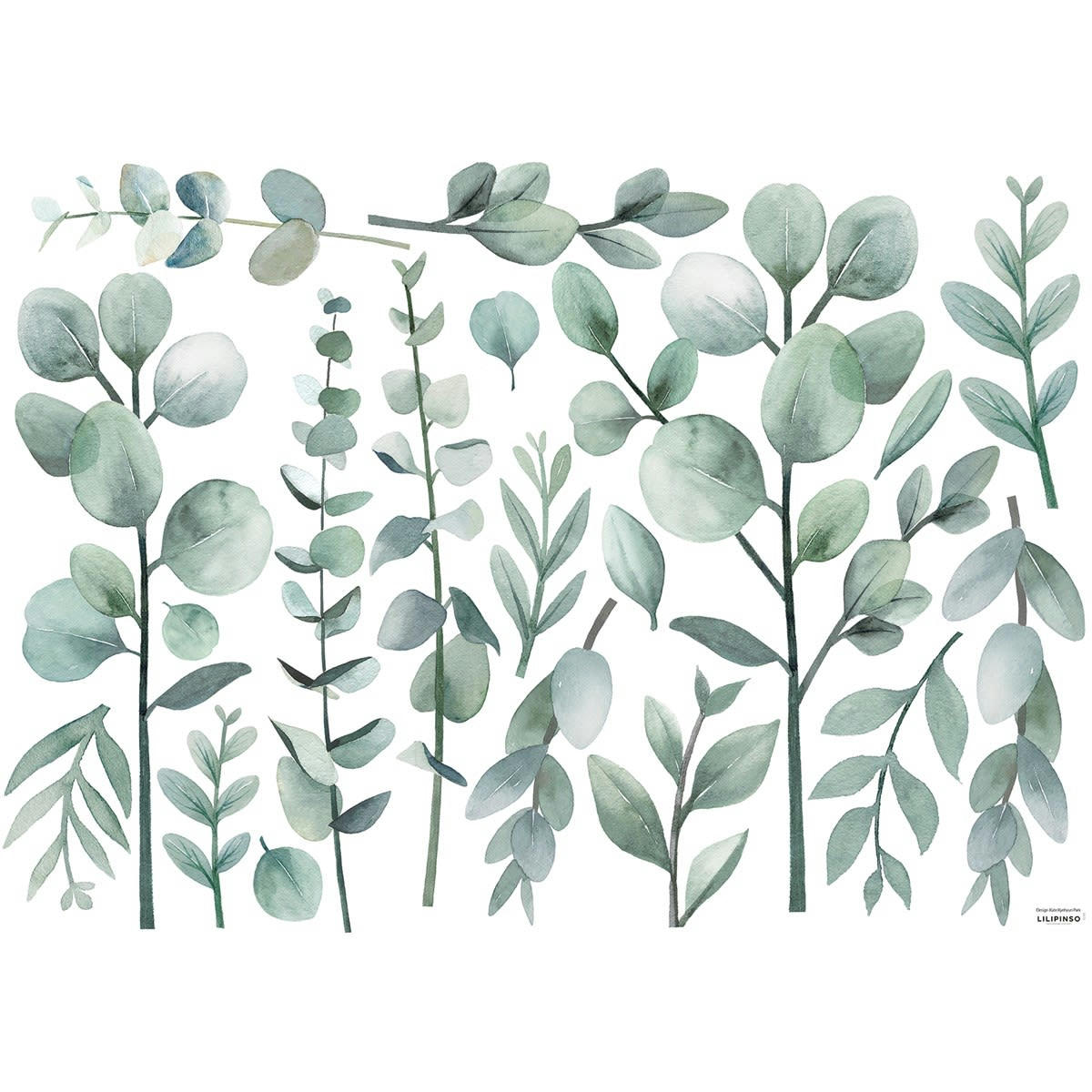 GREENERY - Stickers eucalyptus en Vinyle mat Vert