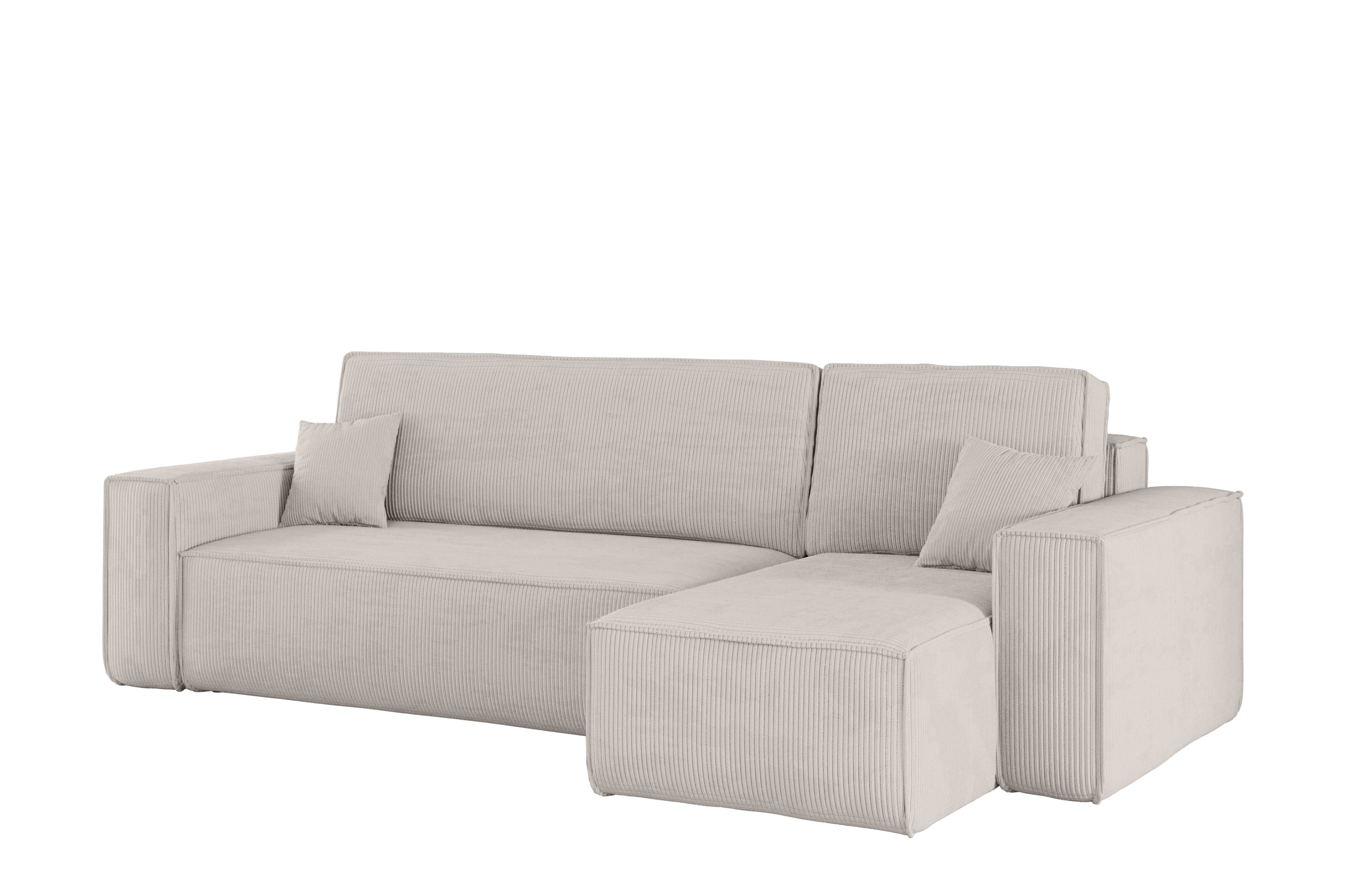 Sofa w kształcie L BEST narożnik, tkanina Poso, Beżowy Prawostronny