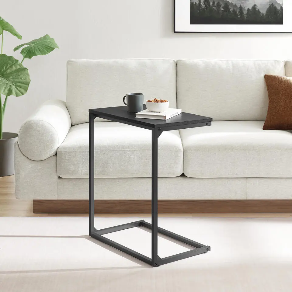 Bijzettafel - Koffietafel - 55x35x66cm - Metaal & Spaanplaat - Zwart