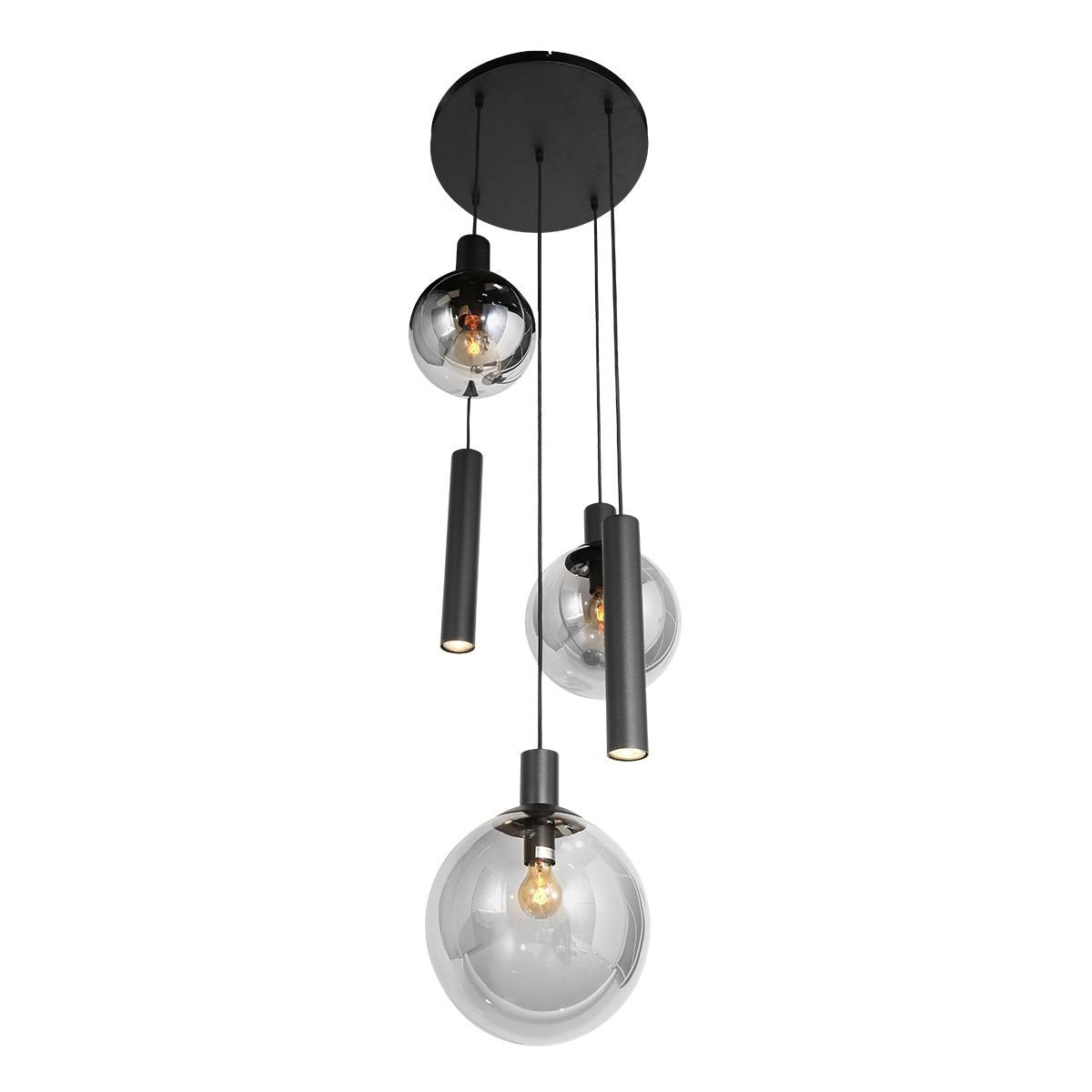 Steinhauer hanglamp bollique - 5 lichts - 60 x 150  cm - zwart