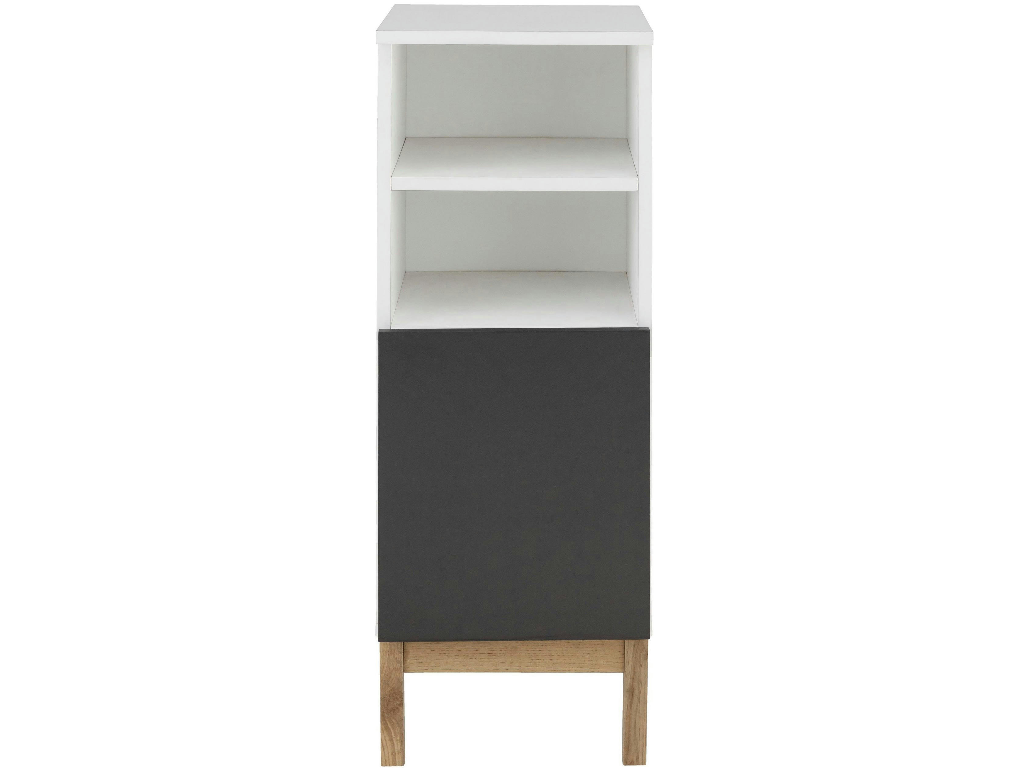 MIRZA - Armoire 1 porte en panneaux de particules blanc et anthracite