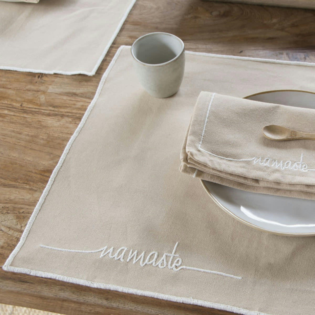 NAMASTE - Sets de table (x4) coton  35x50 sable