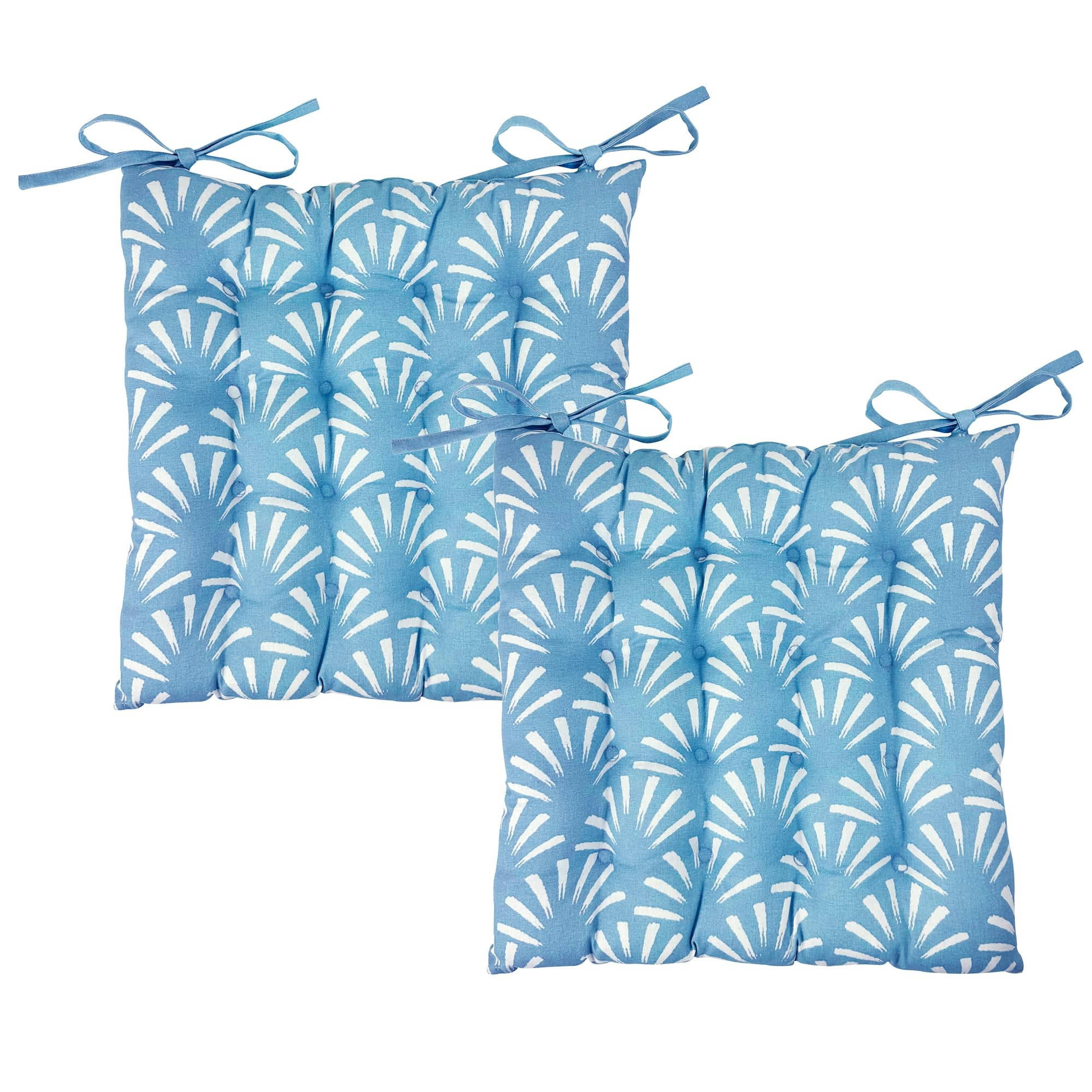 LUBERON - Lot de 2 galettes de chaise bleu 40x40 en coton