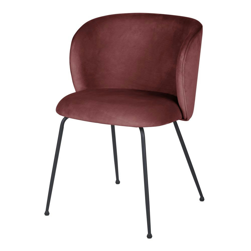 Kate - Chaise en velours terracotta et métal noir