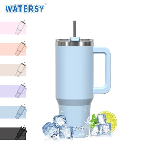NNEOBA Stainless Steel Tumbler with Handle & Straw Lid