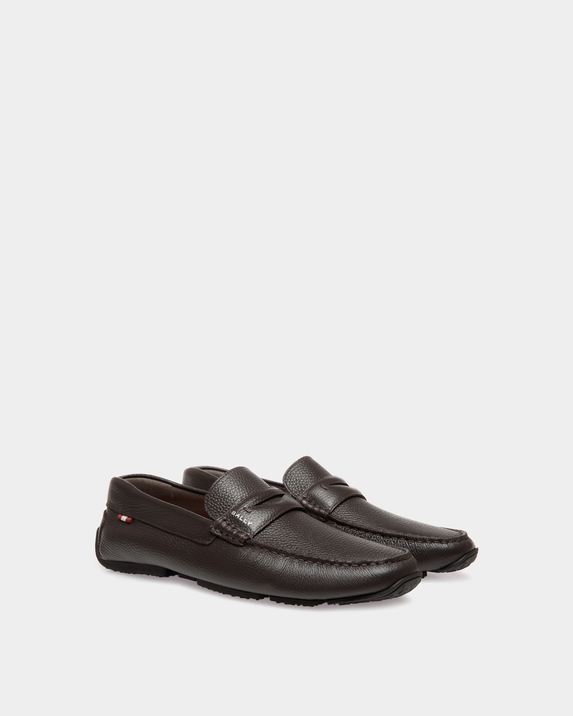 Pilot Driver-Schuh Aus Genarbtem Leder In Braun