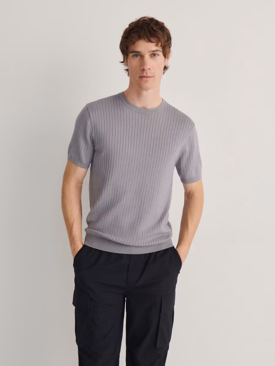 Regular Fit Rib Knit T-Shirt