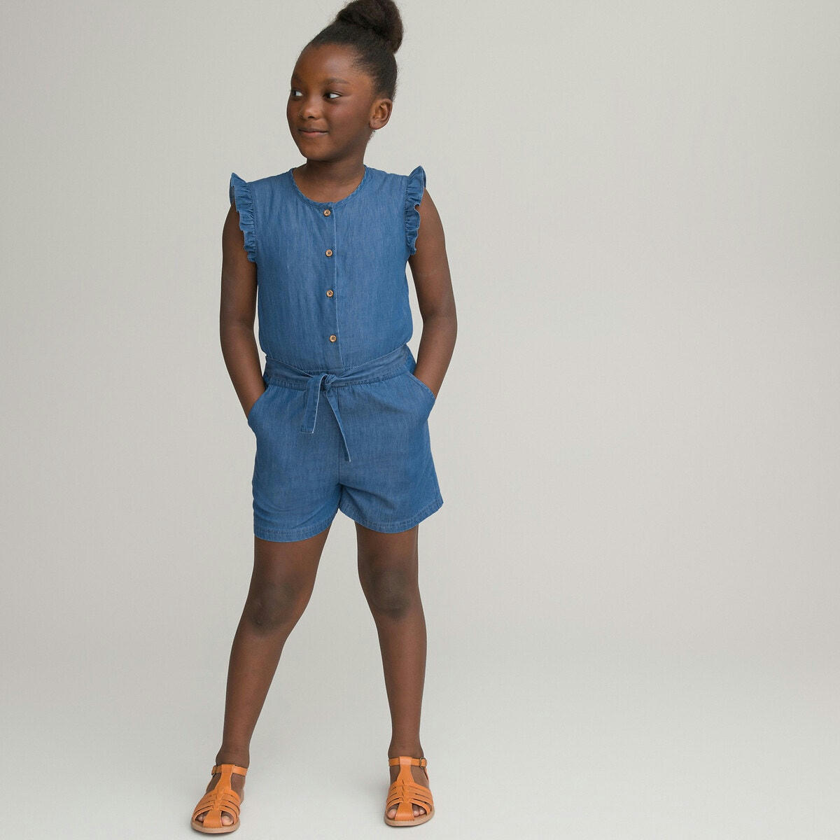 Combishort en denim léger