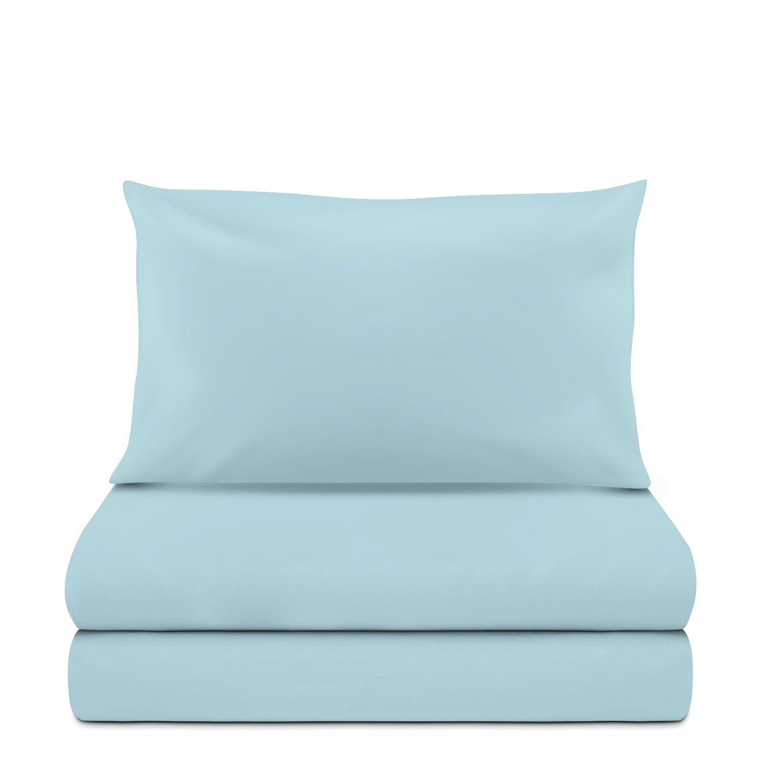 Completo letto singolo cotone azzurro tinta unita
