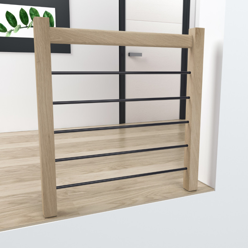 Kit garde-corps en chêne et en aluminium pour escalier Milan et Liverpool 100 cm SOGEM