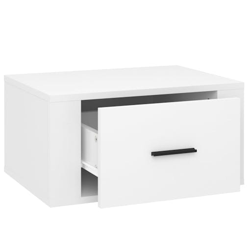 NNEVL Wall-mounted Bedside Cabinet High Gloss White 50x36x25 cm