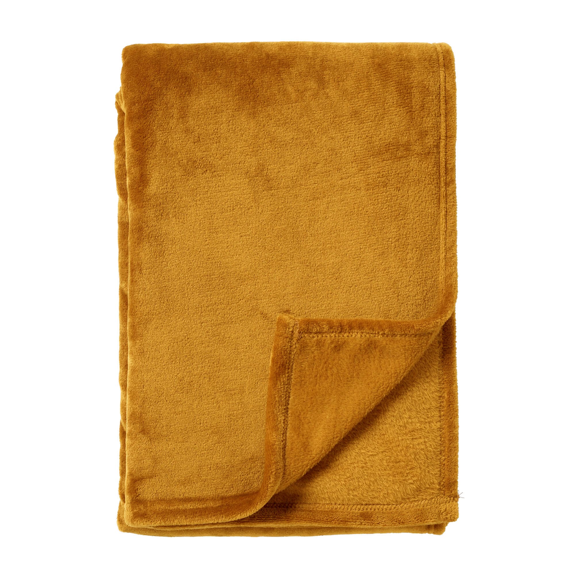 OWEN - plaid 130x160 cm - coral fleece deken - heerlijk zacht - Chai Tea - geel