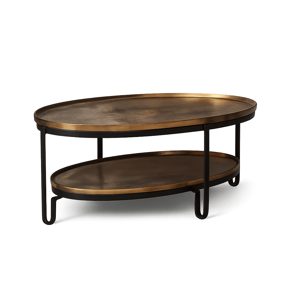Table basse double plateau fini doré antique KANO