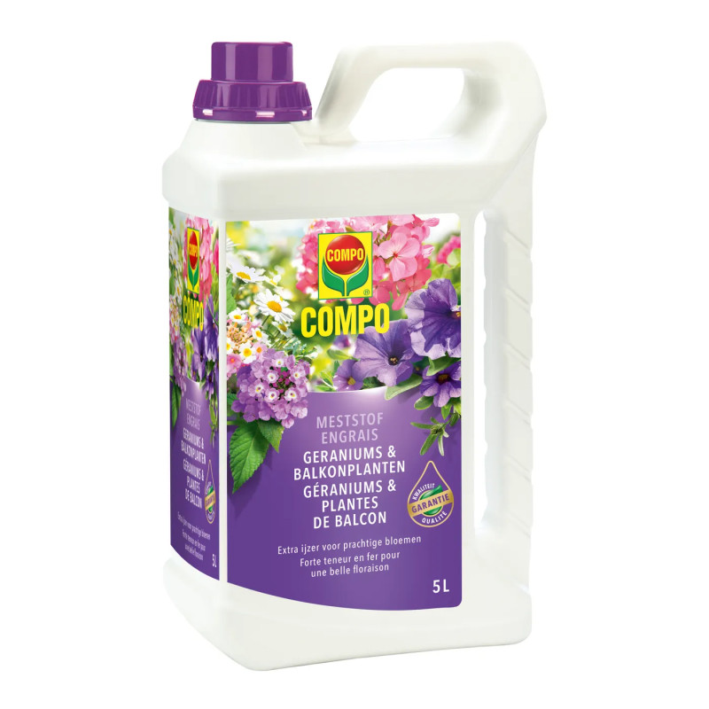 Engrais liquide pour géraniums et plantes de balcon 5 L COMPO