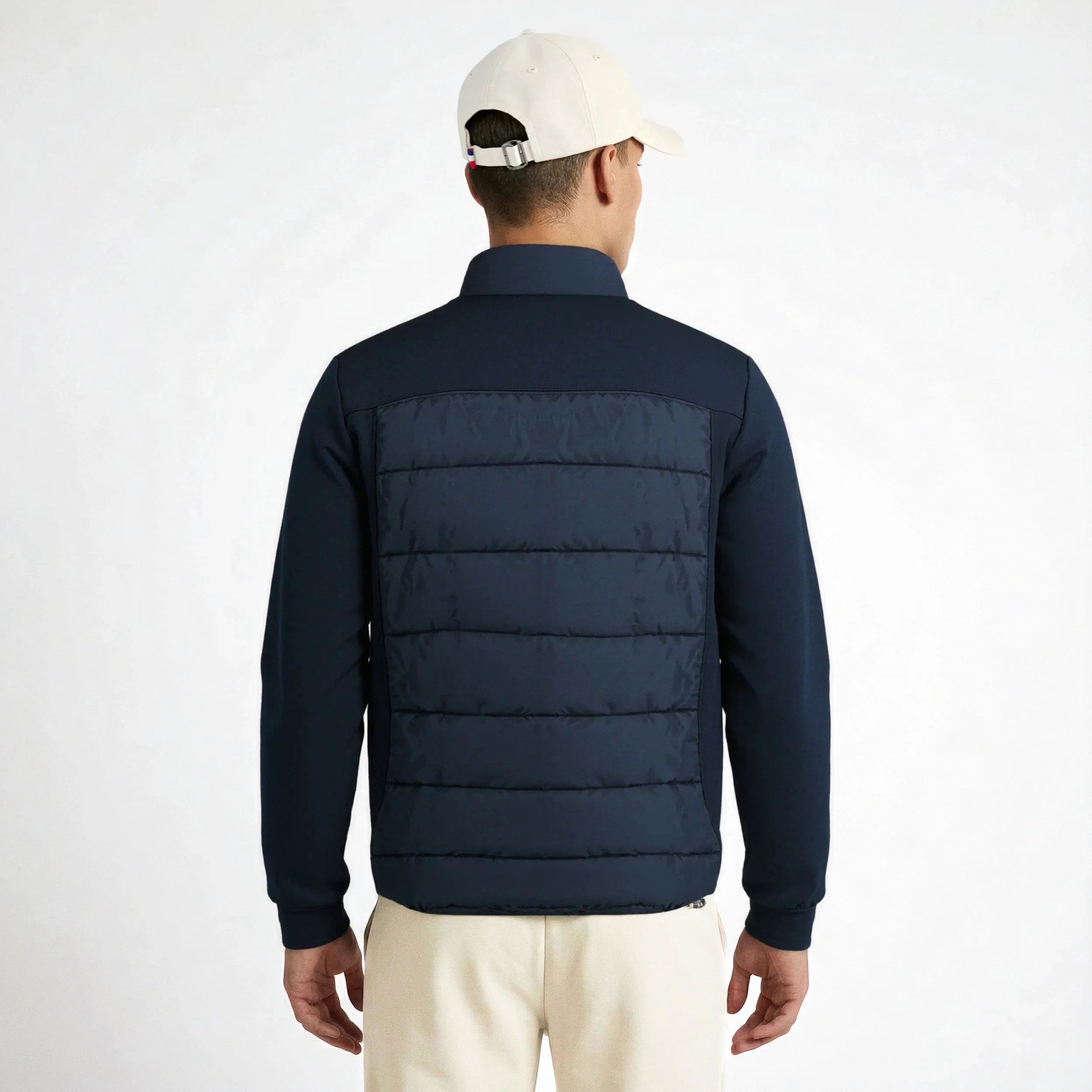 Veste Coq d'or bi-matière matelassée avec manches et empiècements en double face