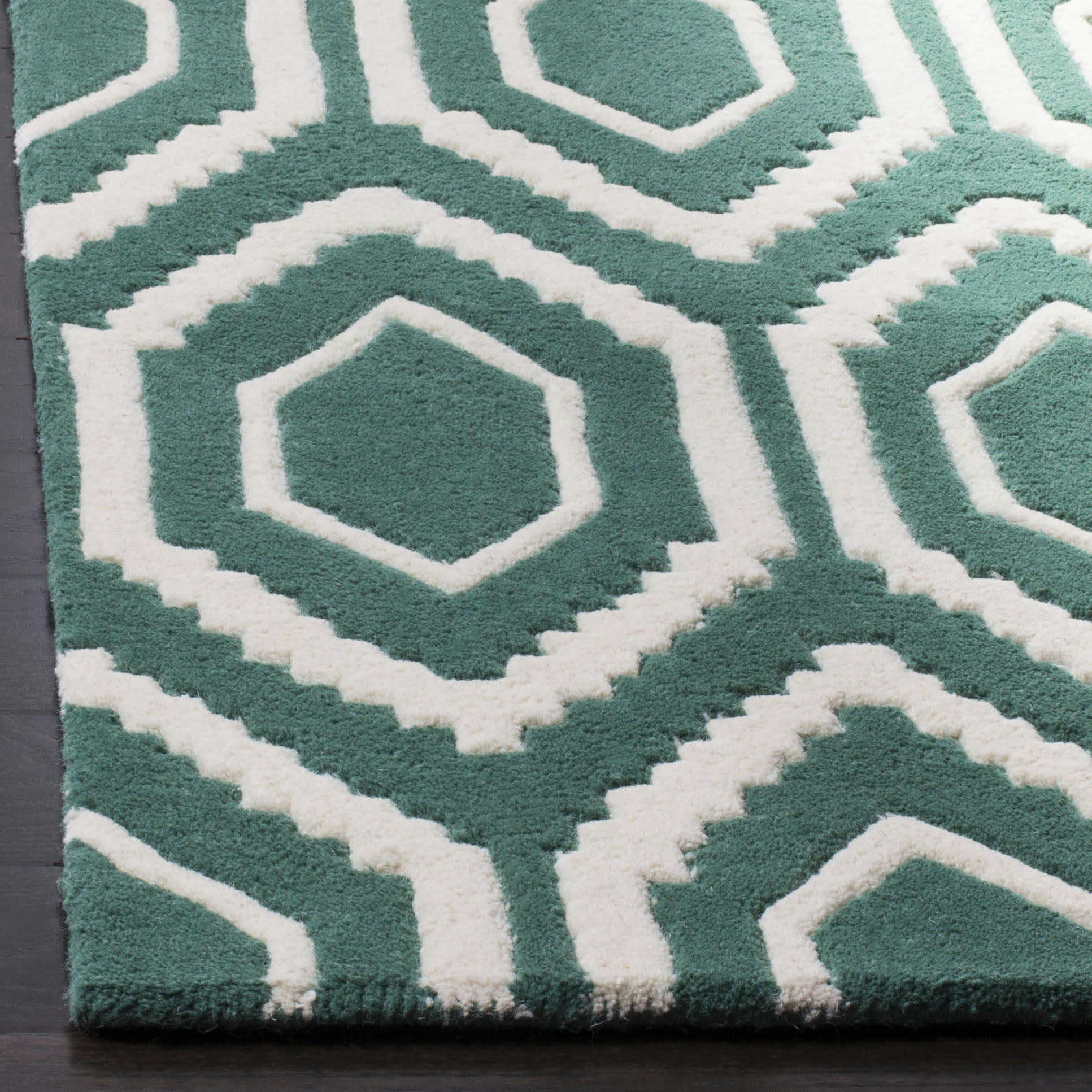 CHATHAM - Tapis de salon interieur en teal & ivory, 183 x 274 cm