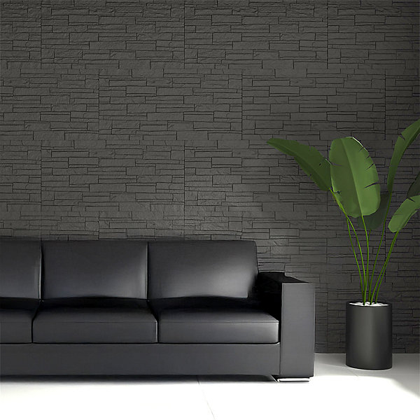 Ensemble de 12 panneaux décoratifs effet brique et pierre 3D, revêtement mural PU 8,6 m², 120x60x2,5 cm, gris ardoise