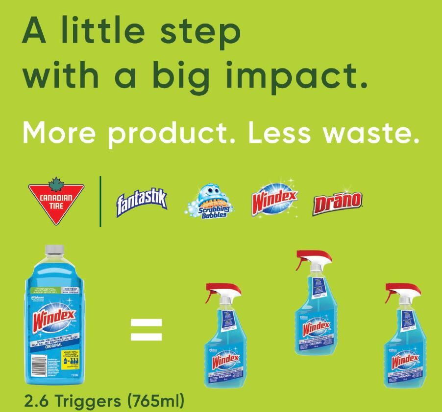 Windex Original Glass and Window Cleaner Refill, 2-L