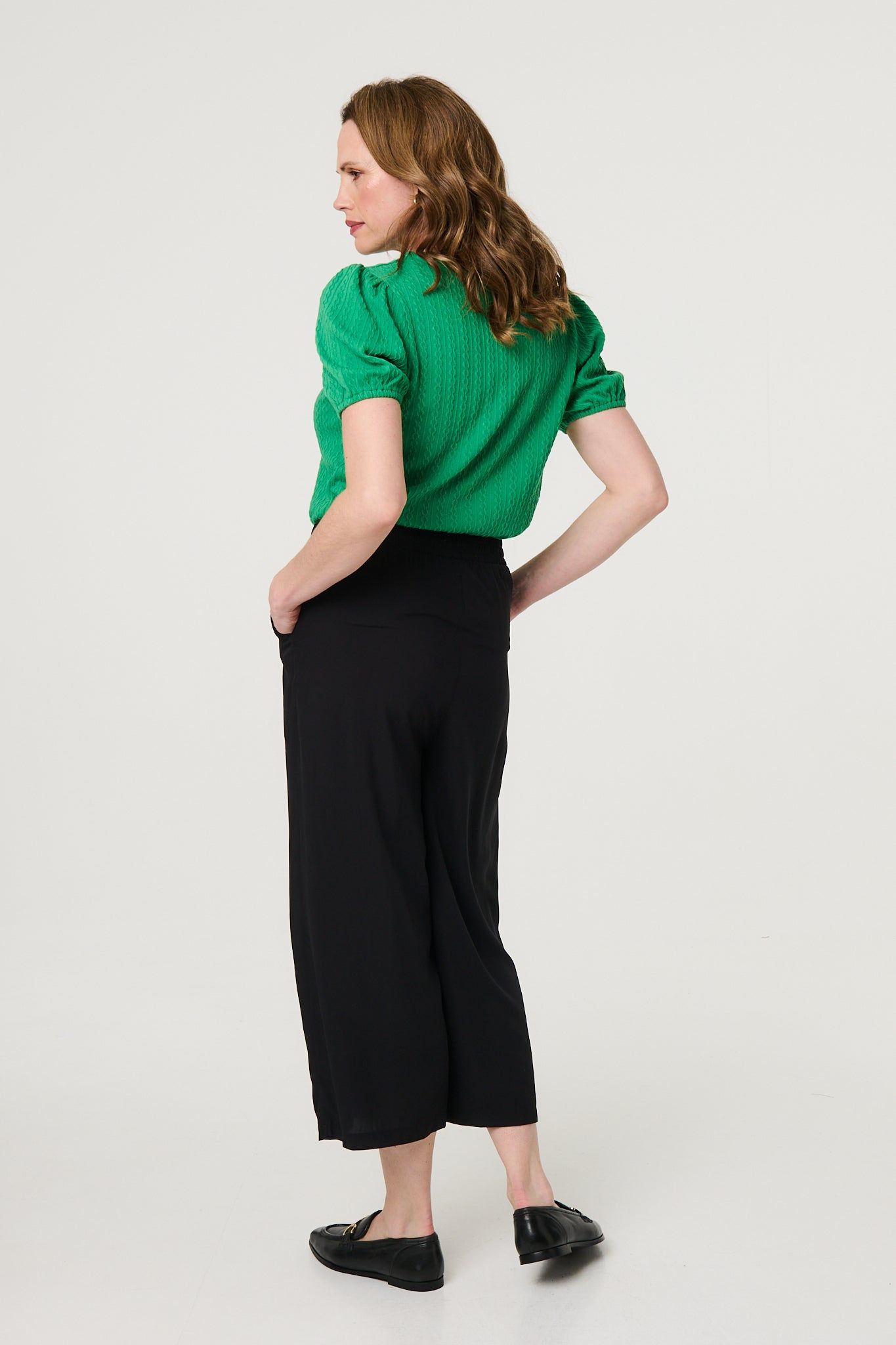 Izabel London High Waist Wide Leg Cropped Trousers