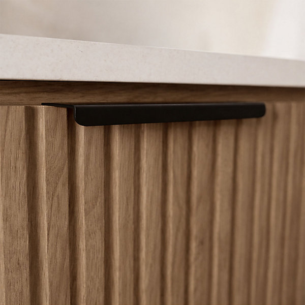 Pack Meuble salle de bain 80cm et Colonne de rangement - Façades Ondulées Décor Bois - MILO