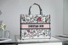 Dior Book Tote White Multicolor Dior Petites Fleurs Embroidery
