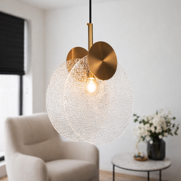 Lampa Wisząca ZENDER Szkło Mrożone Złota Nowoczesna