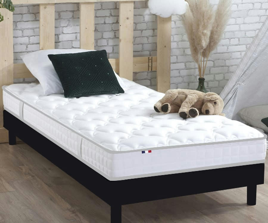 ENSEMBLE KIT CIRRUS - Matelas Mousse Haute Résilience + Sommier Kit Anthracite 90x190