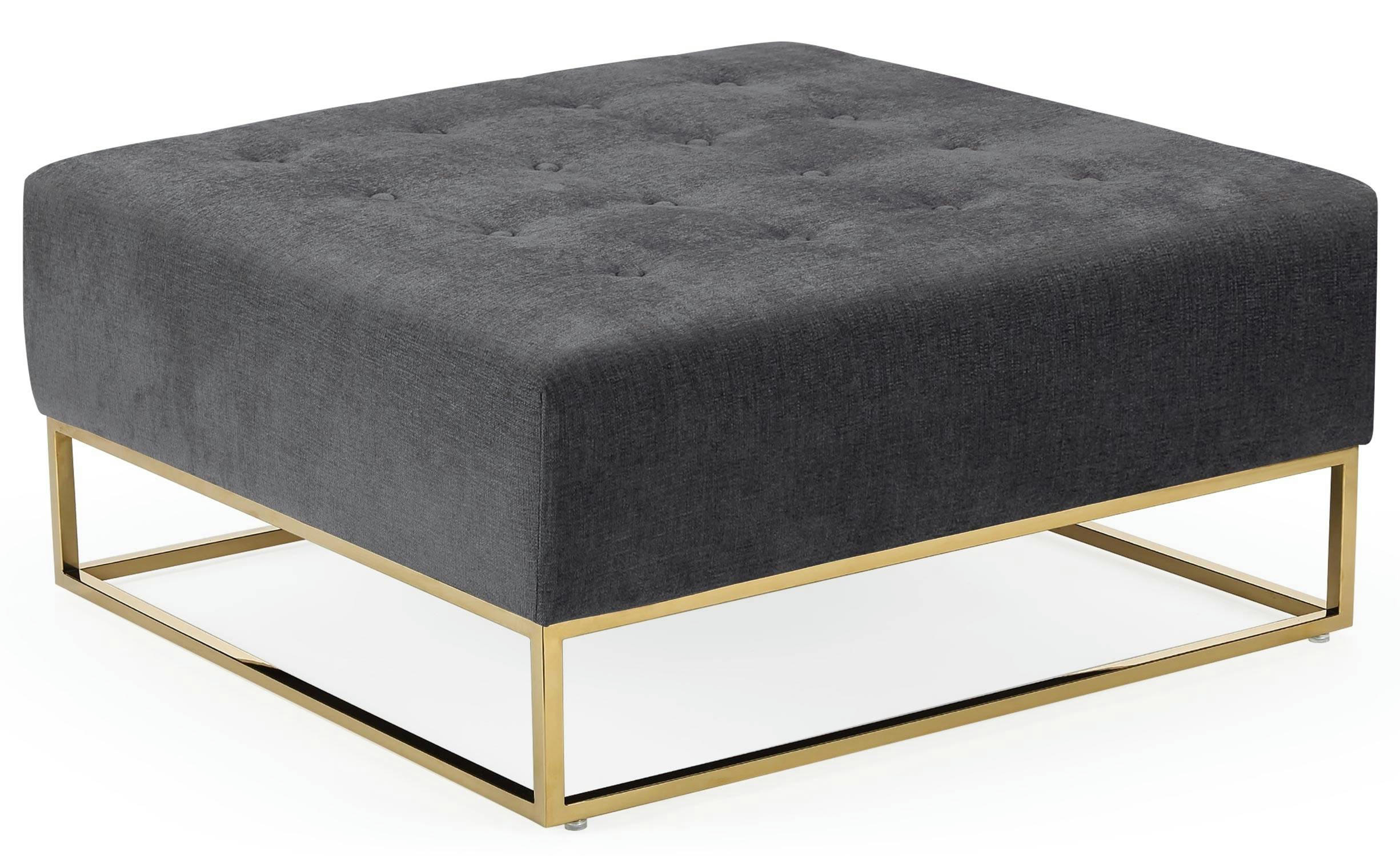 HUDSON - Pouf carré tissu gris foncé