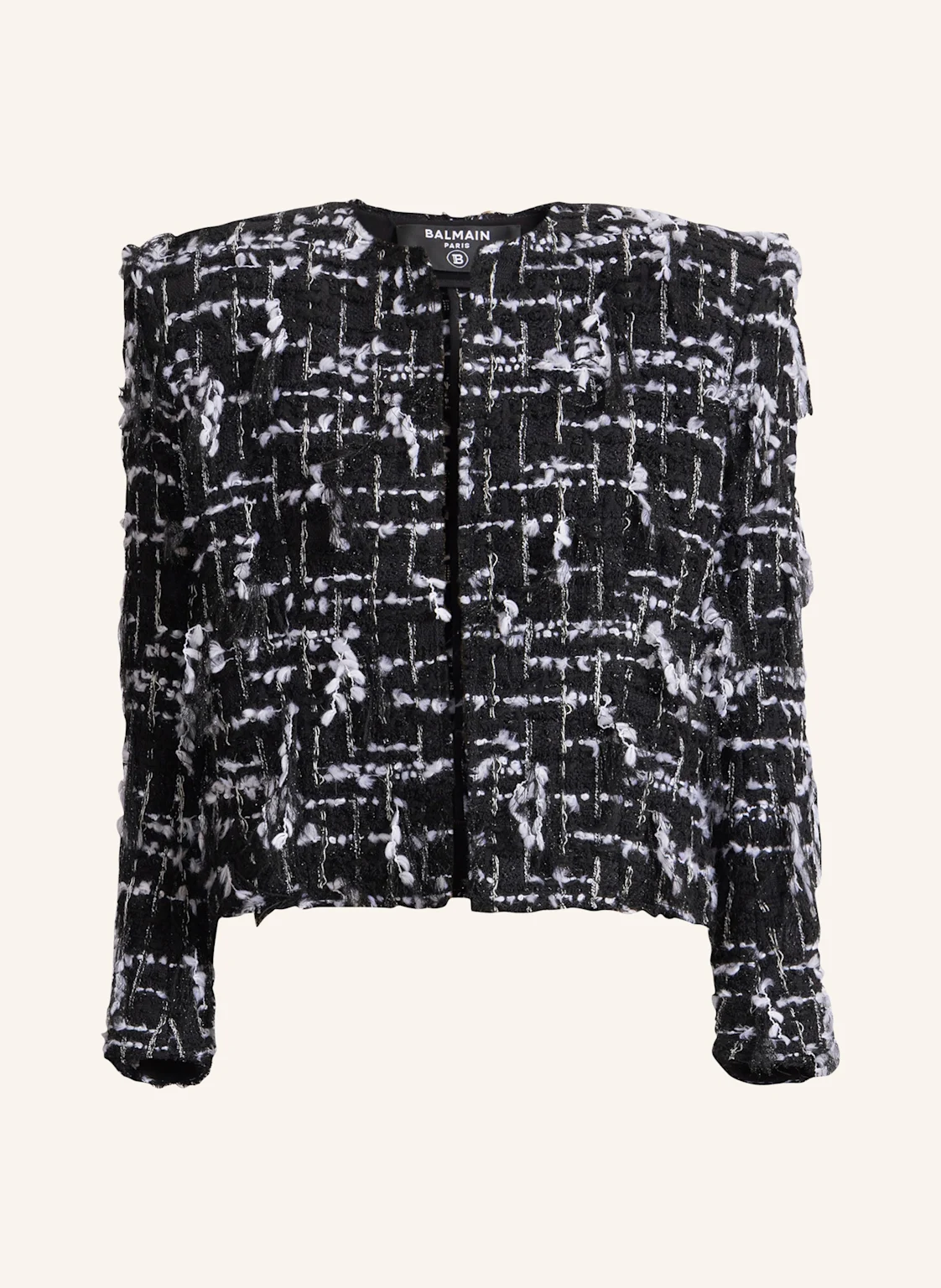 BALMAIN Spencer aus Tweed mit Fransen